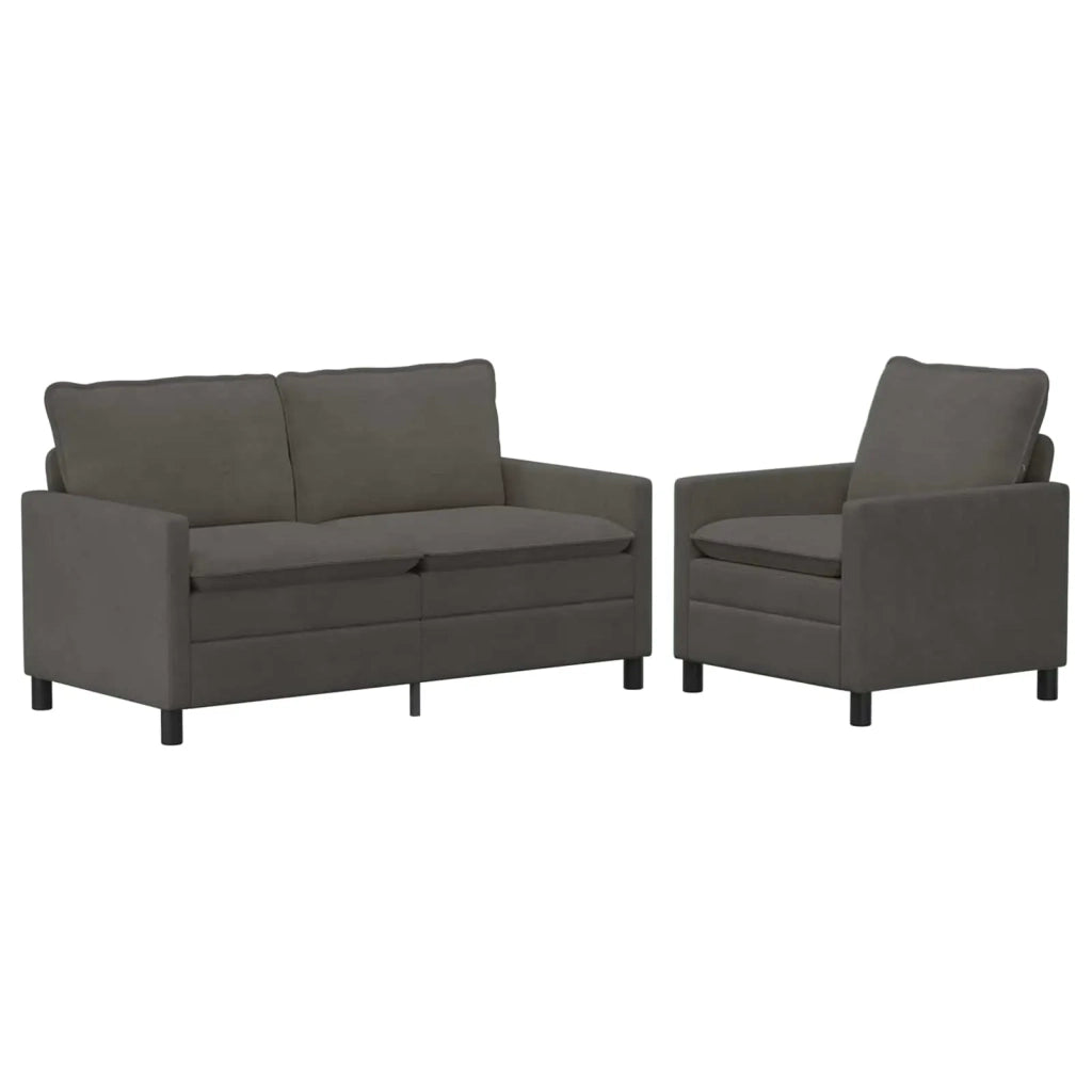 Set di divani 2 pcs Grigio Scuro Tessuto