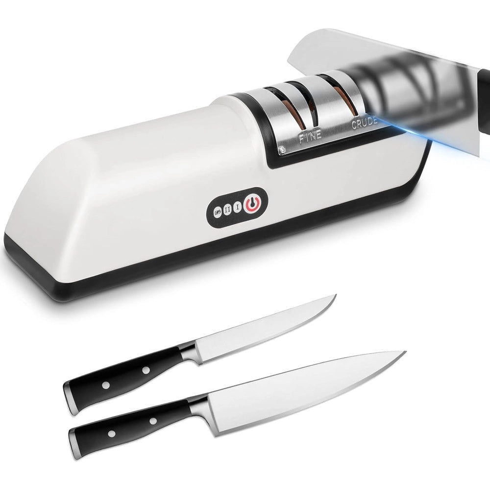 Trade Shop - Affilacoltelli Elettrico Ricarica Usb Affila Lucida Con Base Antiscivolo Utensili Cucina -