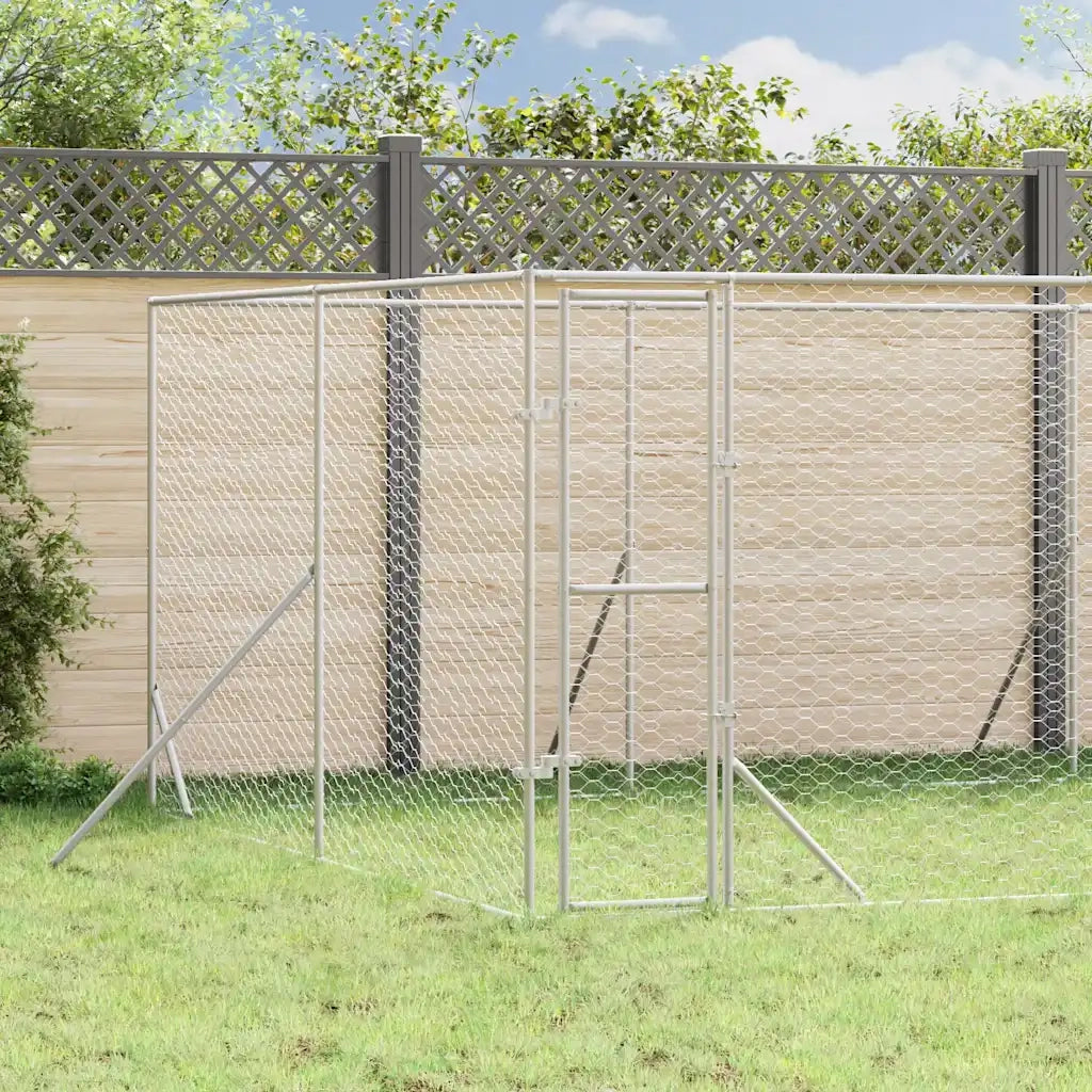 Cuccia per Cani da Esterno Argento 8x8x2 m in Acciaio Zincato 3190464