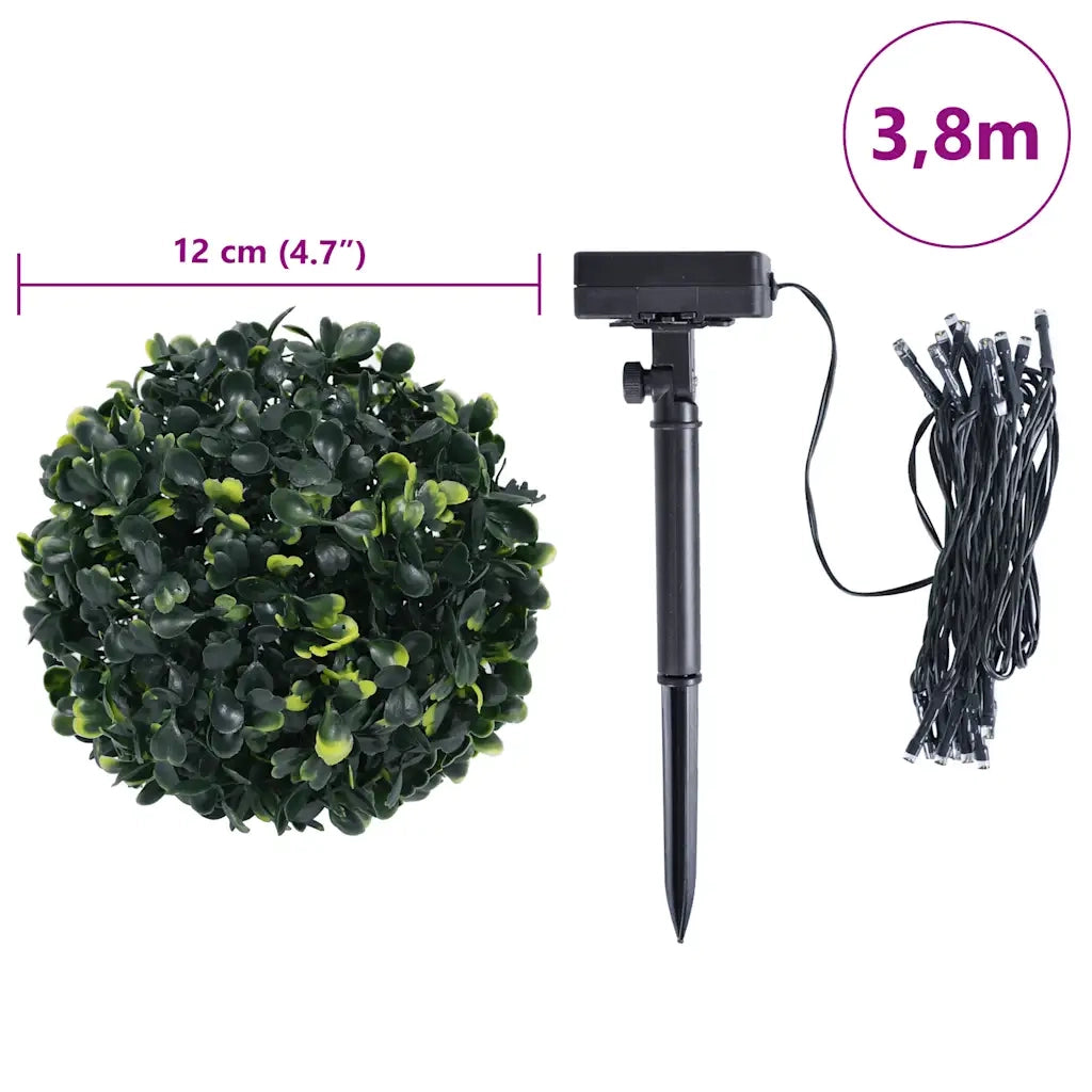 Sfere di Bosso Artificiale con Luci LED 4 pz Verdi 12 cm CFW8937120