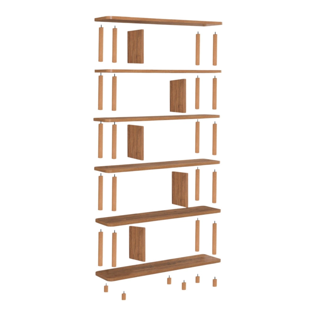 Biblioteca Amatrice, Libreria 5 Ripiani, 120x28x169h cm Marrone Quercia