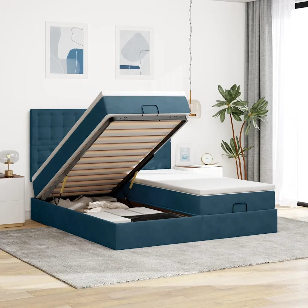 Struttura Letto Pouf con Materassi 160x200 cm Velluto