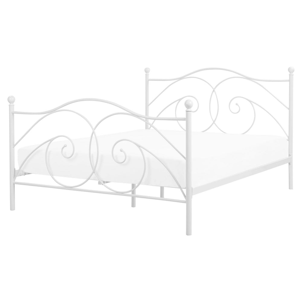 Letto 160 x 200 cm struttura in metallo bianco rete a doghe retrò