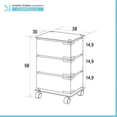 Carrello bagno trasportabile in acciaio cromato con 3 cassetti girevoli
