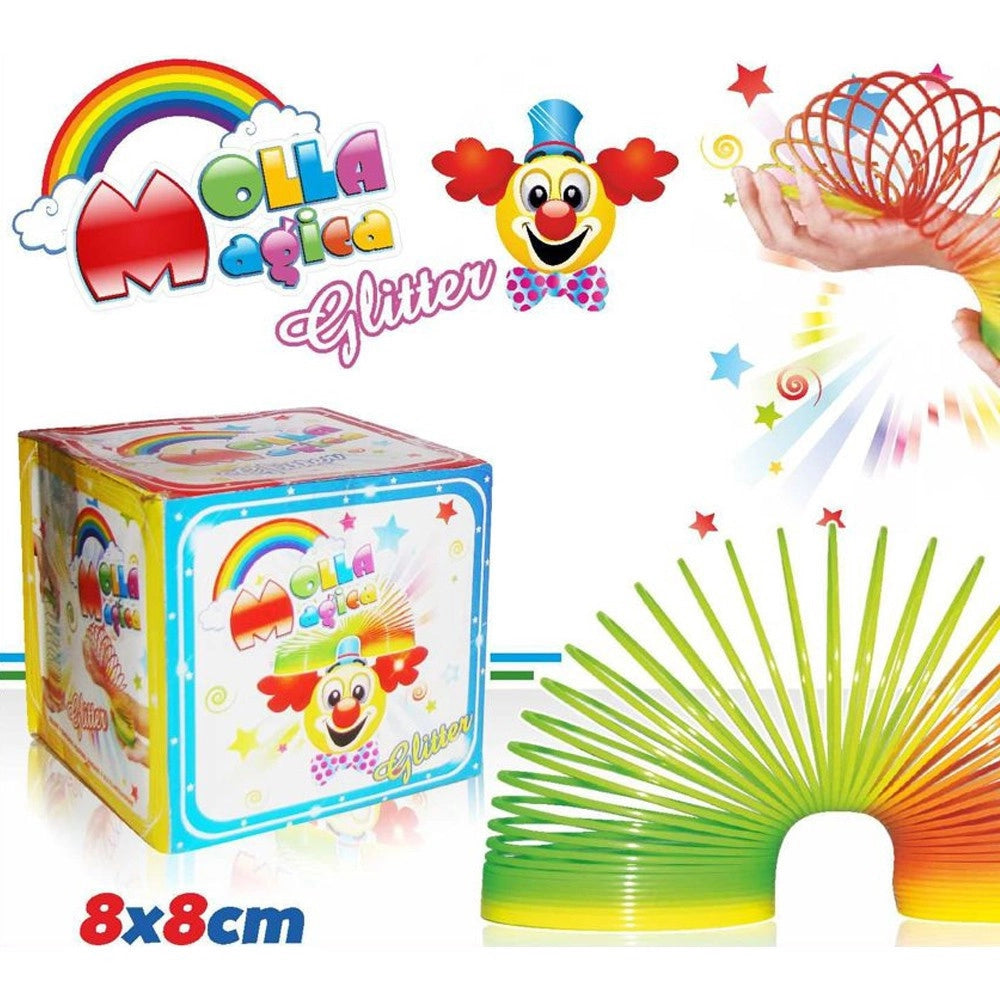 Trade Shop - 3 Pezzi Molla Magica Colorata Glitterata A Spirale Giocattolo Divertente Bambino -