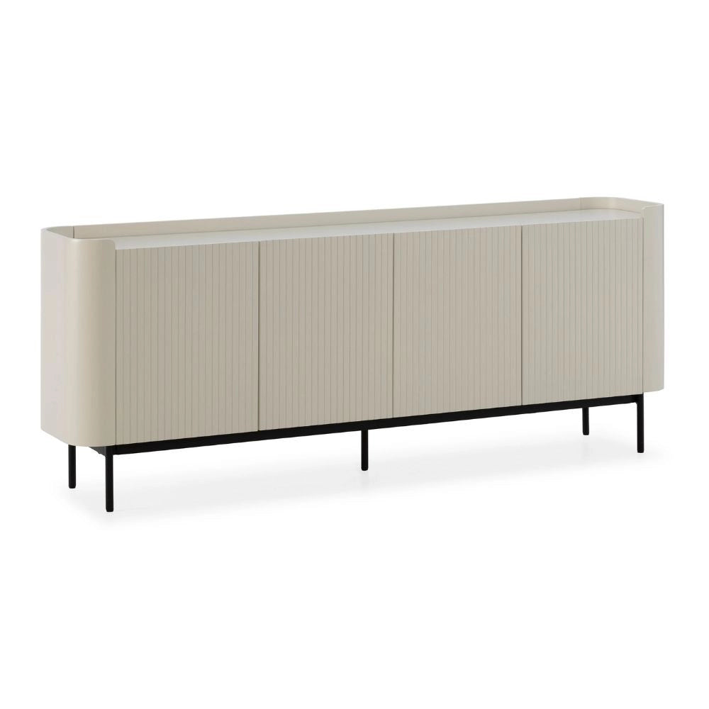 Credenza Willa18924 4 ante effetto cannettato colore crema 200x40x80H – Eleganza e capienza