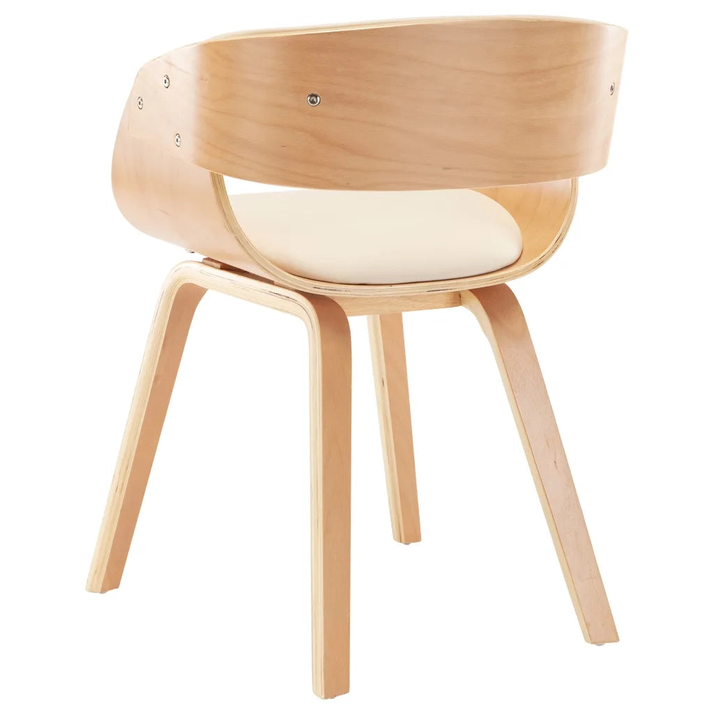 Sedie da Pranzo 4 pz in Legno Curvato e Similpelle Crema