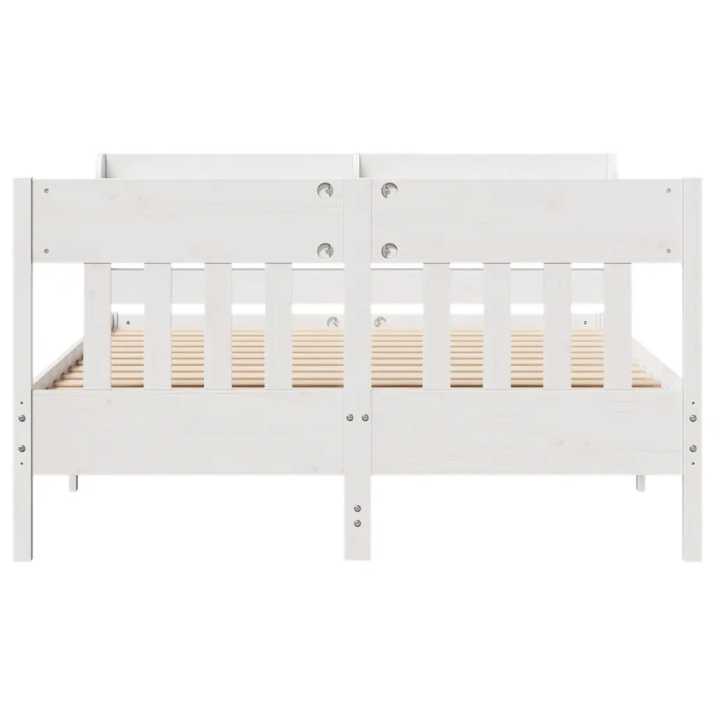 Letto senza Materasso Bianco 150x200 cm Legno Massello di Pino 3307003