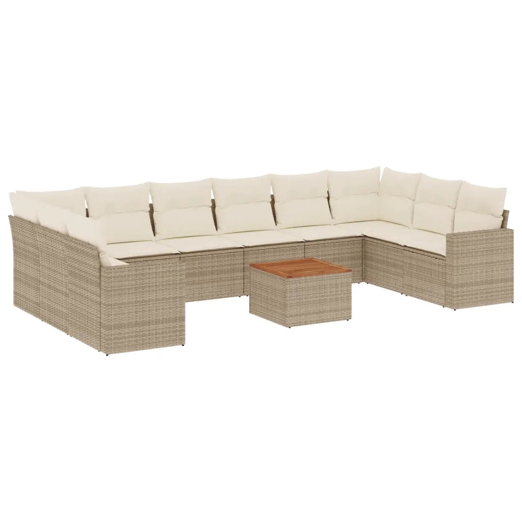 Set Divani da Giardino 11 pz con Cuscini Beige in Polyrattan 3256625