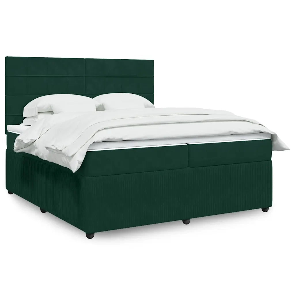 Giroletto a Molle con Materasso Verde Scuro 200x200 cm Velluto