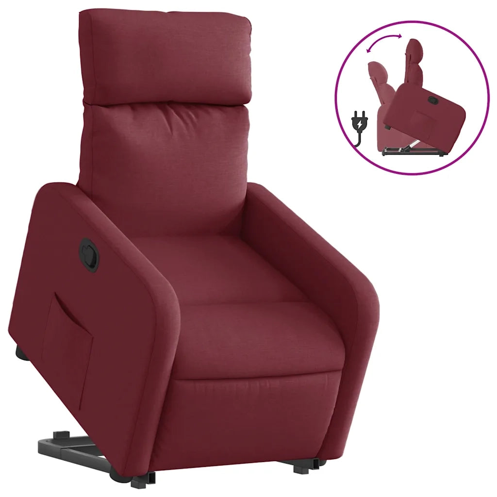 Poltrona | Sedia Relax Alzapersona Reclinabile Rosso Vino in Tessuto