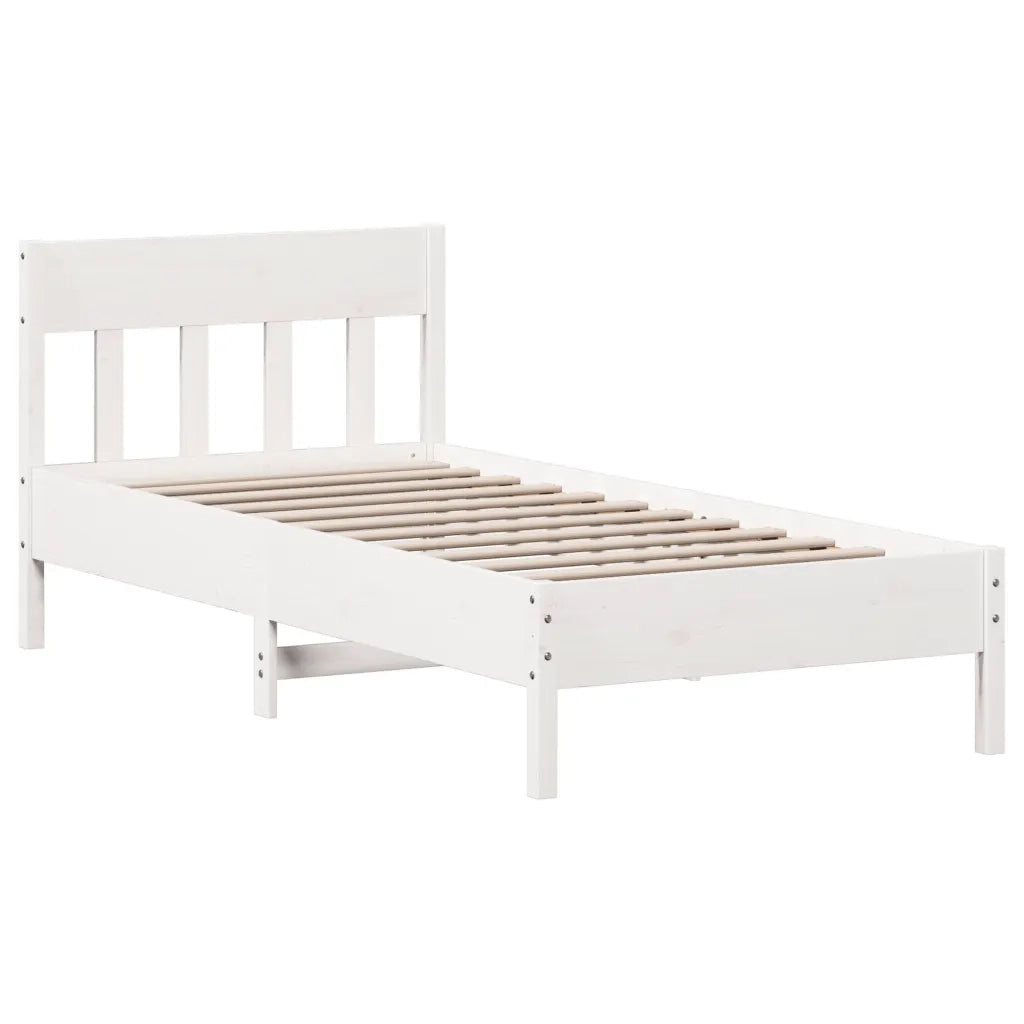 vidaXL Letto senza Materasso Bianco 75x190 in Legno Massello di Pino