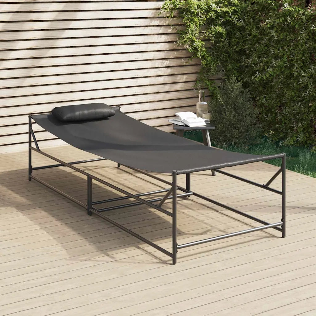 Lettino da Giardino 2 pcs Nero Acciaio verniciato a polvere 42003023