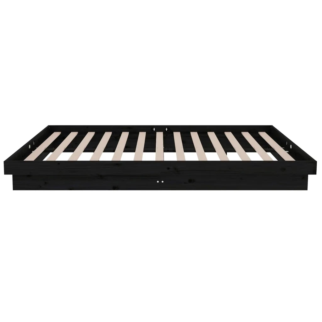 Letto matrimoniale | Letto per adulti | Giroletto Nero in Legno Massello 120x200 cm
