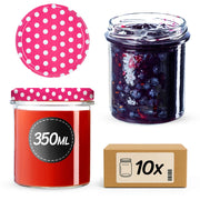 KADAX Avila barattoli di vetro 350ml 10pz 82mm + coperchi "Piselli rosa"