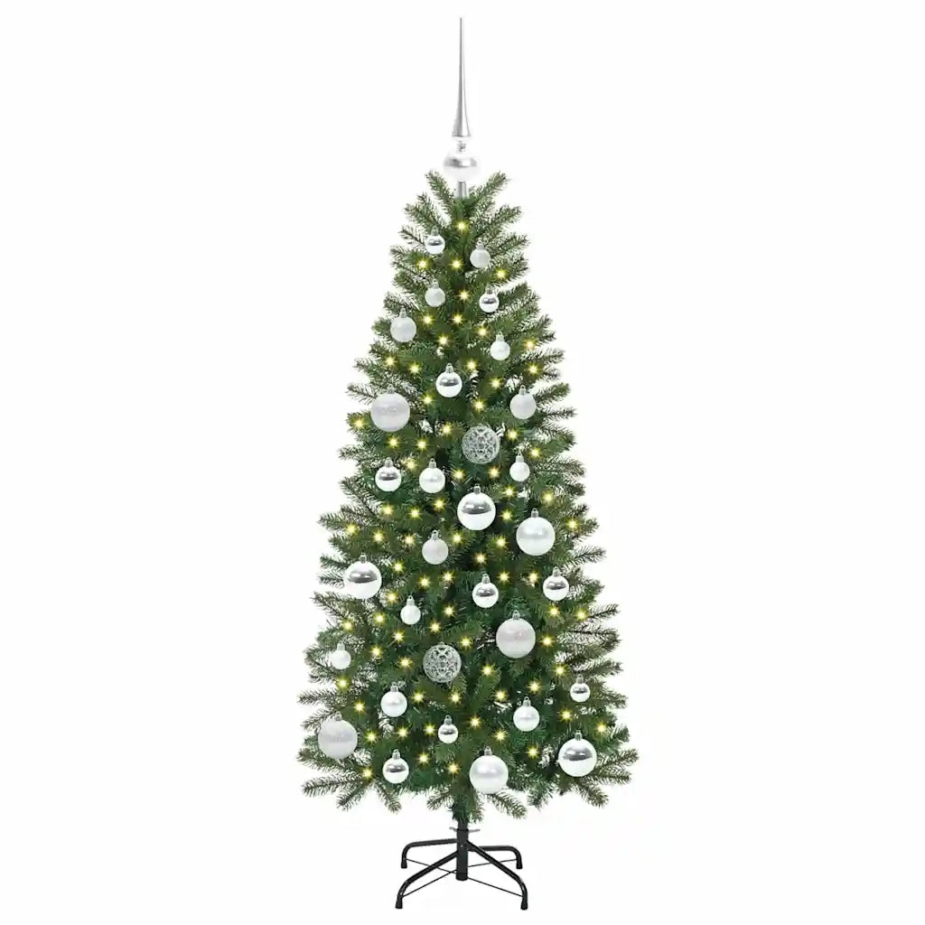 Albero di Natale | Decorazioni natalizie artificiale con 150 LED Verde 120 cm PE e PVC