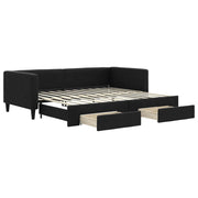 Divano letto | Sof¨¤ letto | Letto singolo Estraibile con Cassetti Nero 90x200 cm in Tessuto