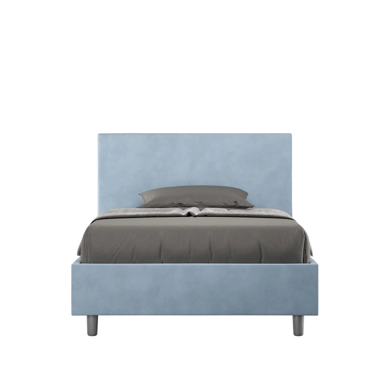 Letto imbottito Piazza e mezzo 110x210 cm Adele - Contenitore,Microfibra,Azzurro