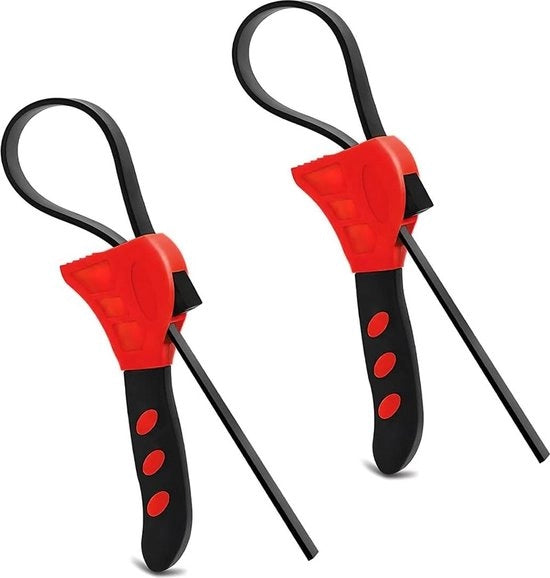 Adattatore di filtro olio con chiave a gomma universale per autoreparazione - Set di 2 chiavi a gomma per la riparazione di tubazioni e impianti - Rosso.