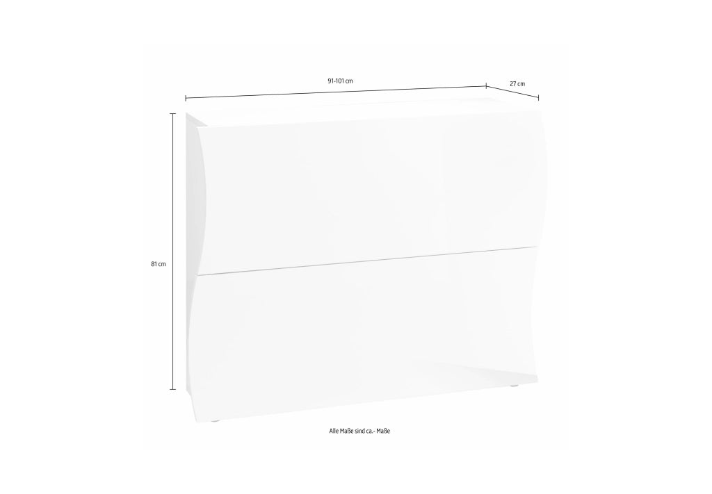 Scarpiera 2 Ante a Ribalta Onda 101x26,6x81,4 cm Finitura in Melamina Antracite Opaco