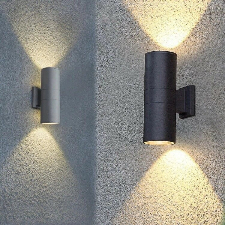 Applique Lampada da Muro Parete LED con doppia emissione GU10 per esterno IP65 Lampada Grigia Senza faretti