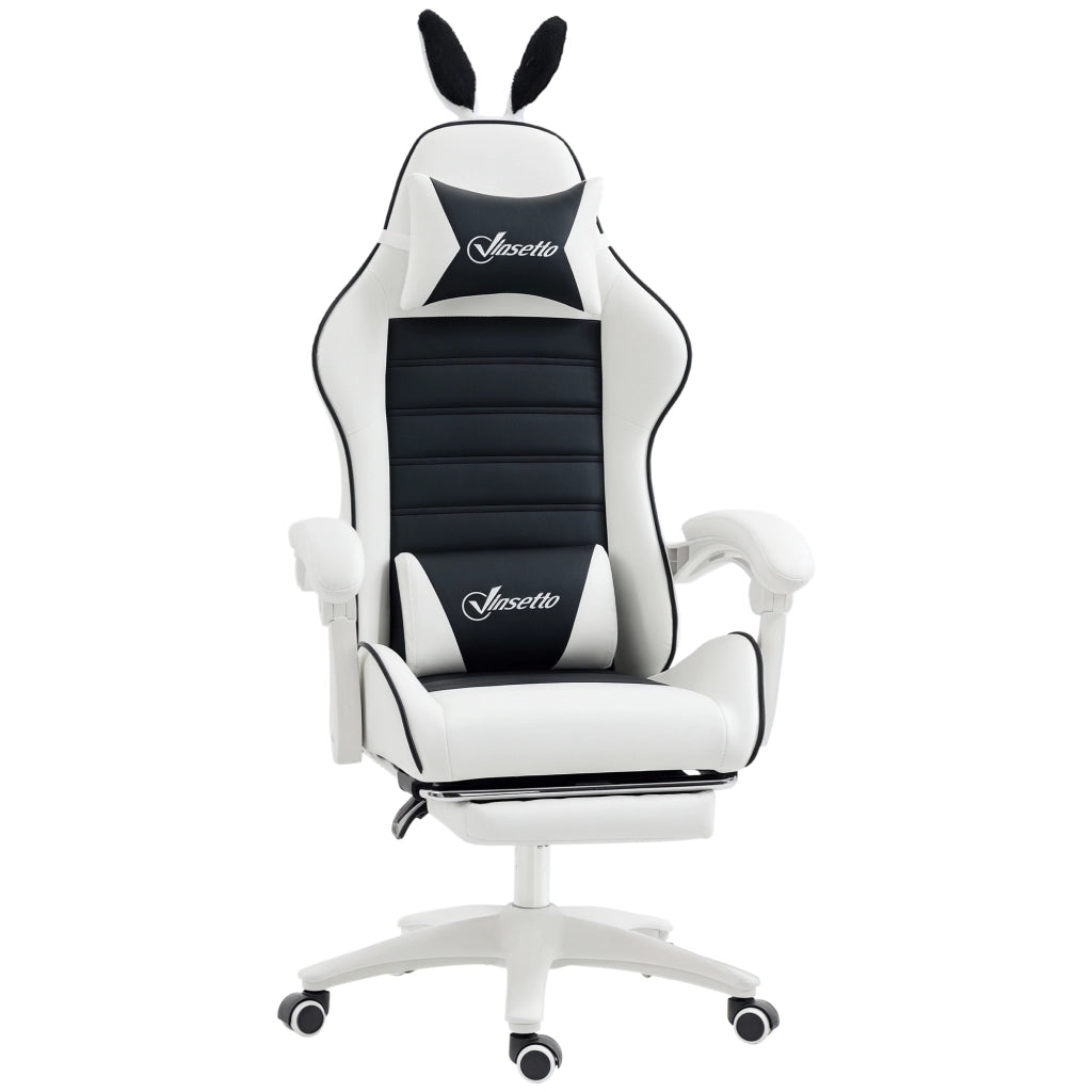 Sedia Gaming Professionale ¨C Xylo ¨C Pelle PU Nero e Bianco Altezza Regolabile 135¡ã 65x63x136-142cm