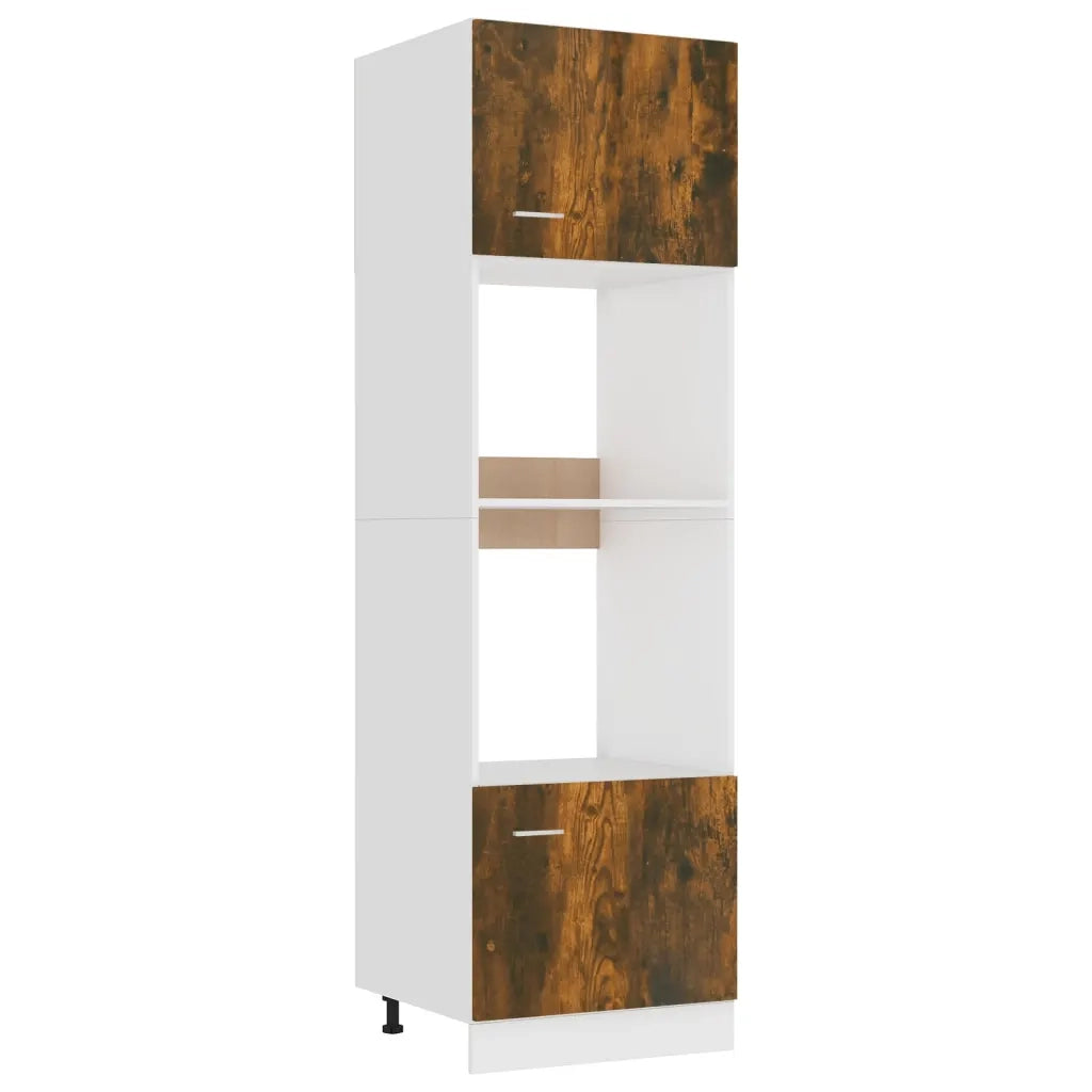 Pensile da cucina | Armadio per Microonde ¡°Lyon¡± Rovere Fumo 60x57x207cm