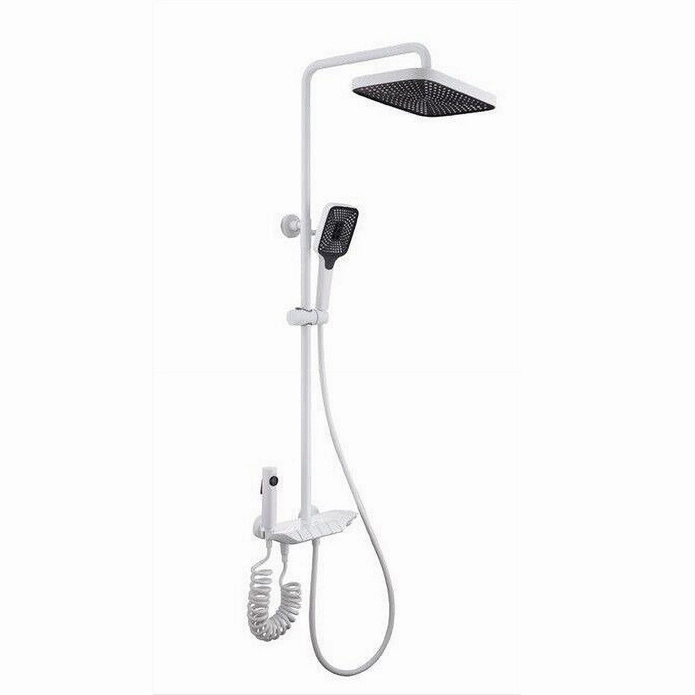 Trade Shop - Set Saliscendi Bagno Colonna Doccia Rubinetto Soffione Doccetta Bidet Bianco 87345 -