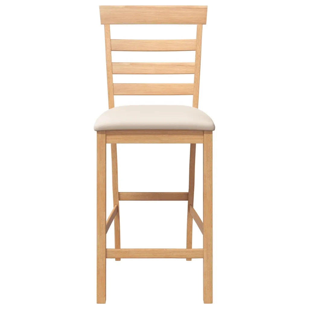 Sgabelli da Bar con Cuscini 2pz Naturale Legno Massello Hevea 4102539