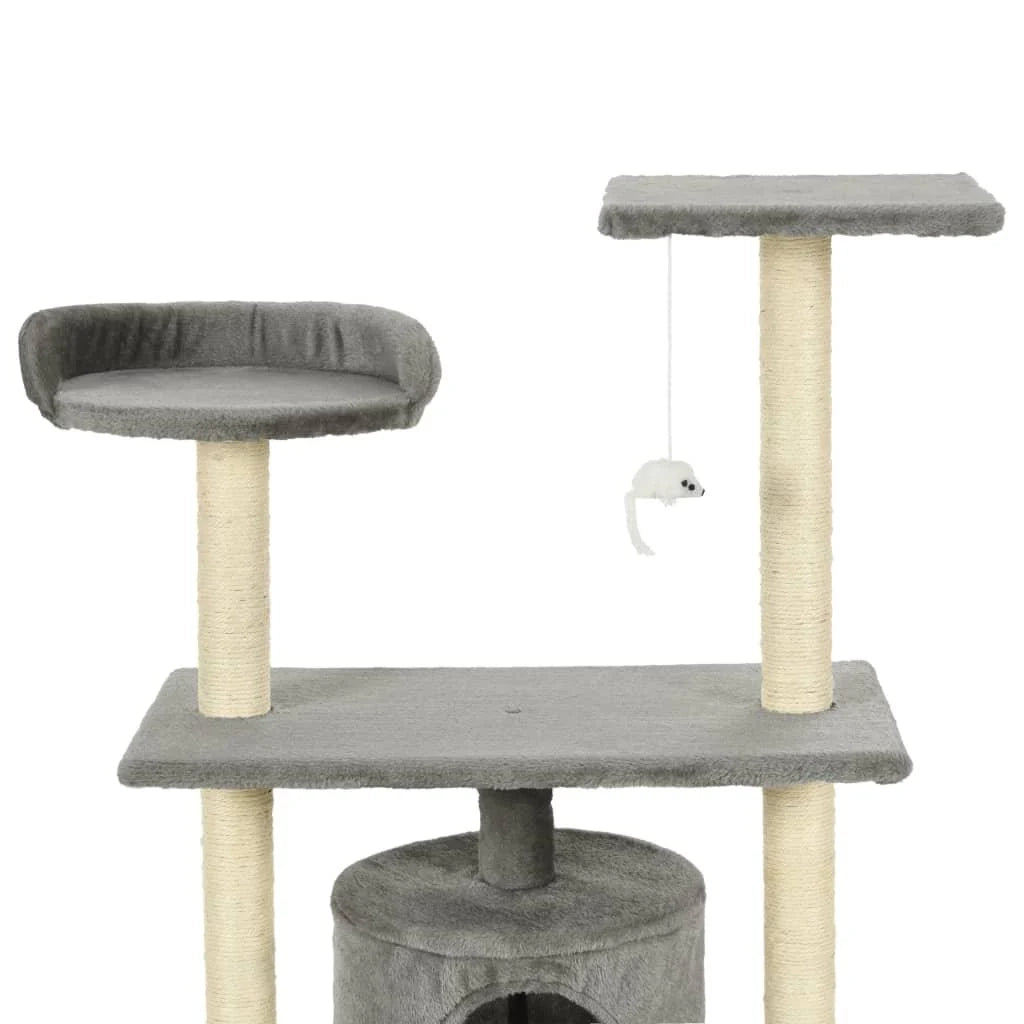 Tiragraffi albero per gatti cuccia per gatti peluche in sisal 95 cm grigio 3702242