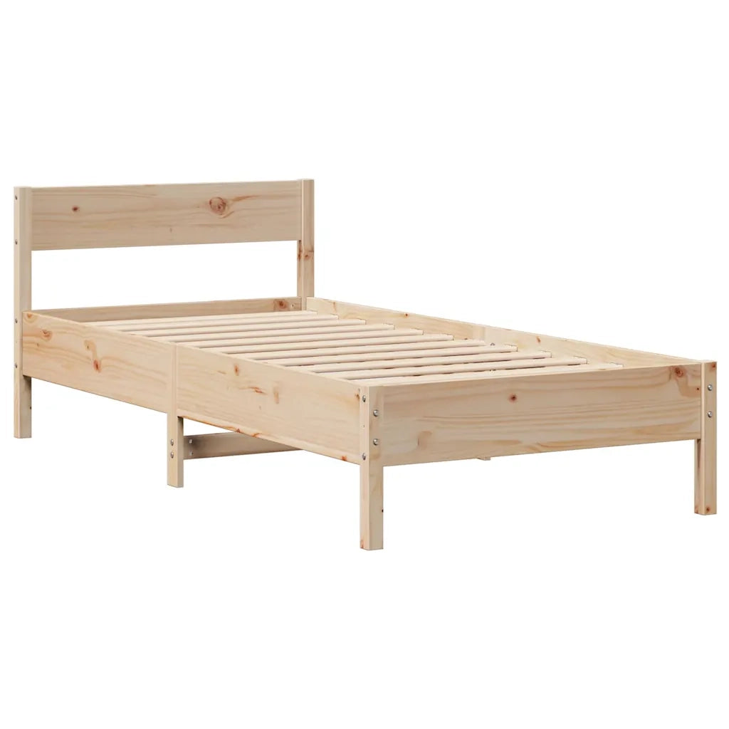 Letto senza Materasso-Struttura Letto 75x190 cm in Legno Massello Pino 574082