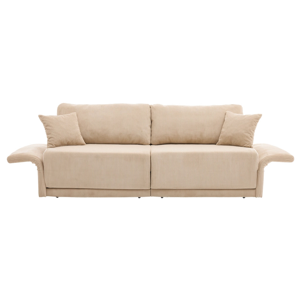 Divano letto 182x88x84 cm trasformabile in velluto a coste beige
