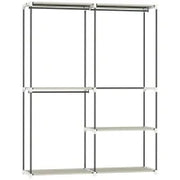 Armadio per Abiti Aperto con 4 Ripiani in Tessuto, 3 Barre per Appendere e Struttura in Metallo 142x43x185 cm Crema