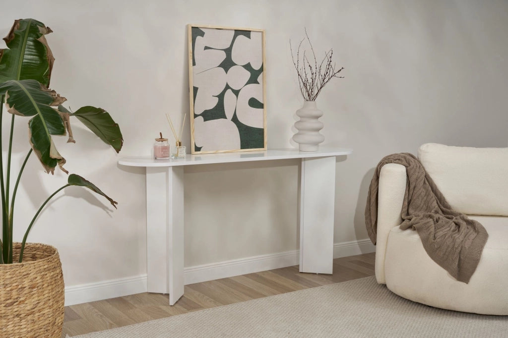 Cercino, Consolle un Ripiano, 150x35x75h cm Bianco