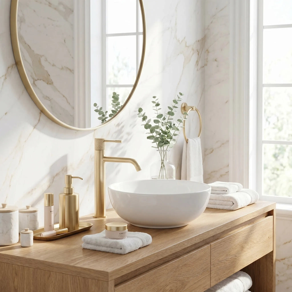 Rubinetto Da Lavabo Rea Venti Brush Gold High