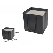 Trade Shop - Set 2 Pezzi Buste Busta Borsa Da Regalo Nera 23x23x20 Cm Manici In Corda 69242 -