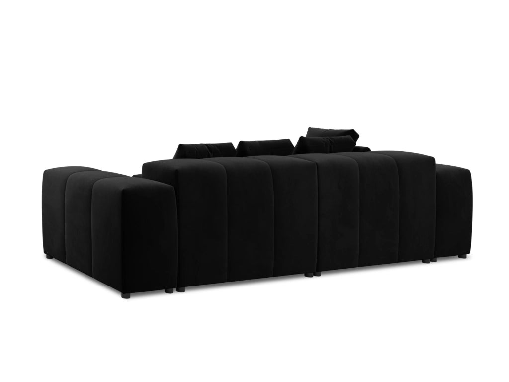 Cosmopolitan Design - Divano angolare modulare reversibile "Rome" 5 posti in velluto nero 
