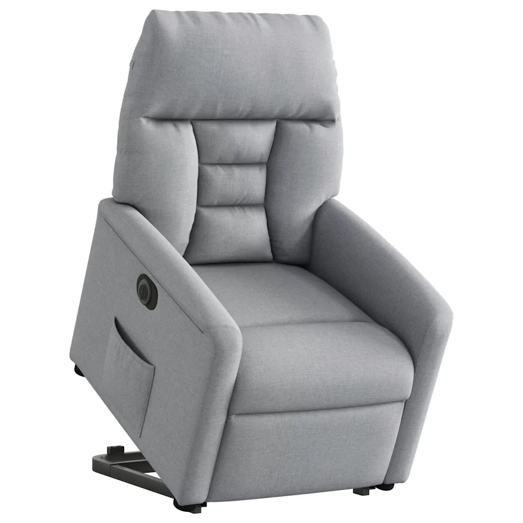 vidaXL Poltrona Reclinante Alzapersona Elettrica Grigio Chiaro Tessuto
