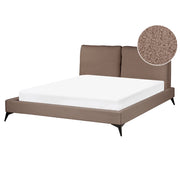 Letto matrimoniale imbottito in bouclè marrone 160 x 200 cm con rete a doghe stile moderno