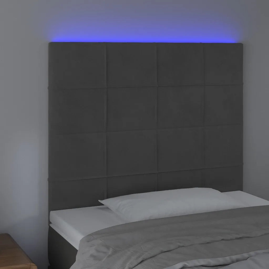 Testiera a LED GrigioScuro 100x5x118/128cm in Velluto 3122467