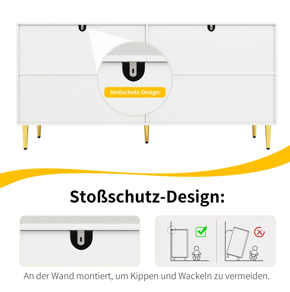 Credenza moderna bianca in MDF 152x40x75 cm