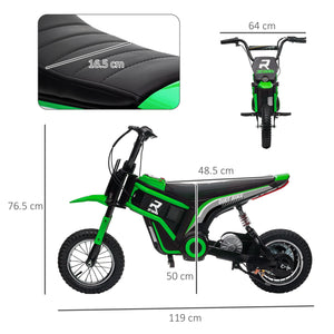 Moto Elettrica per Bambini con Acceleratore Manuale 2 Velocità 8-16km/h Verde