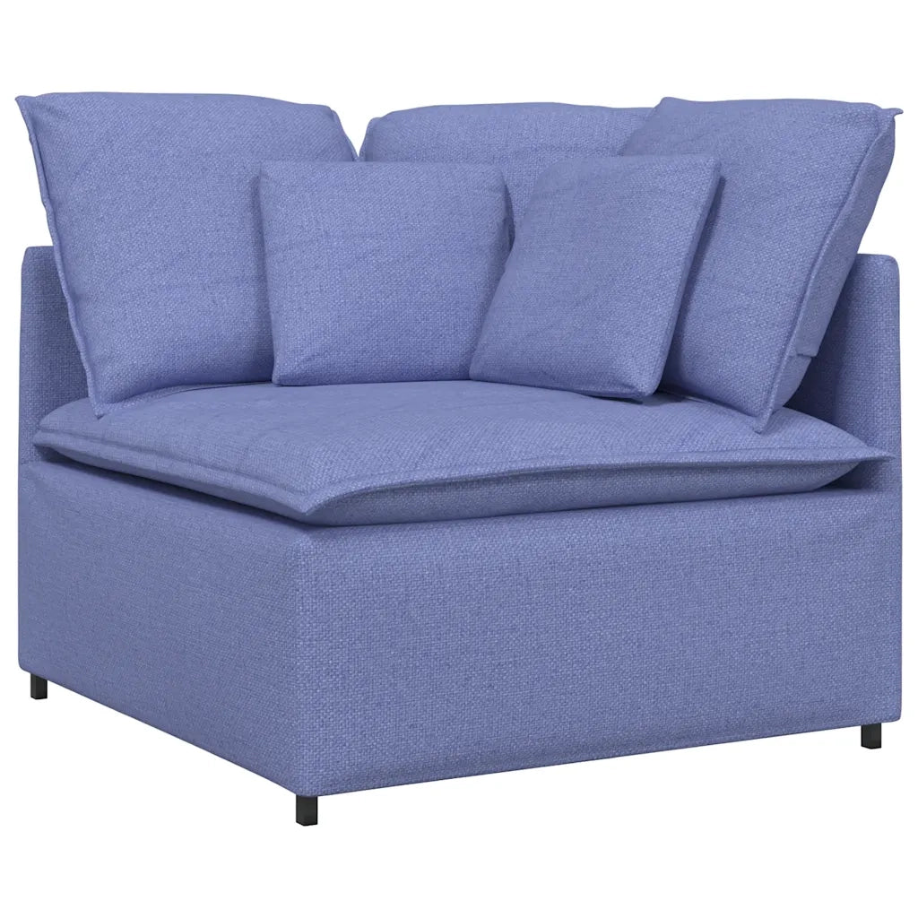 Divano Modulare con Cuscini in Tessuto Jeans Blu