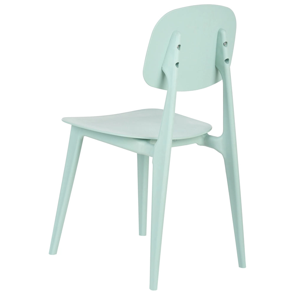 Set di 2 sedie da giardino verde menta in polipropilene leggero e resistente alle intemperie in plastica per interni e per esterni.