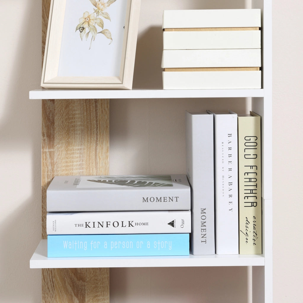 Libreria con 5 Ripiani ¨C Zephmum ¨C 45x21x170 Bianco Rovere