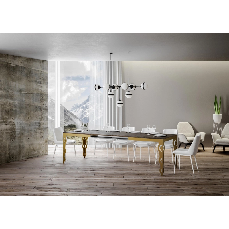 Tavolo allungabile 90x180/284 cm Karamay Evolution telaio Oro - Noce