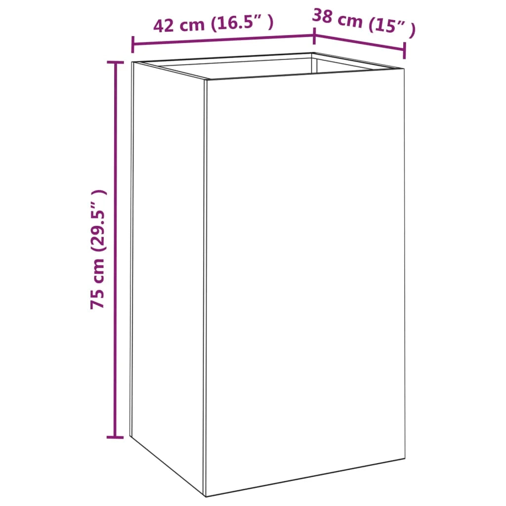 Fioriera rialzata per piante fiori terrazza giardino 42 x 38 x 75 cm acciaio corten marrone 02_0037599
