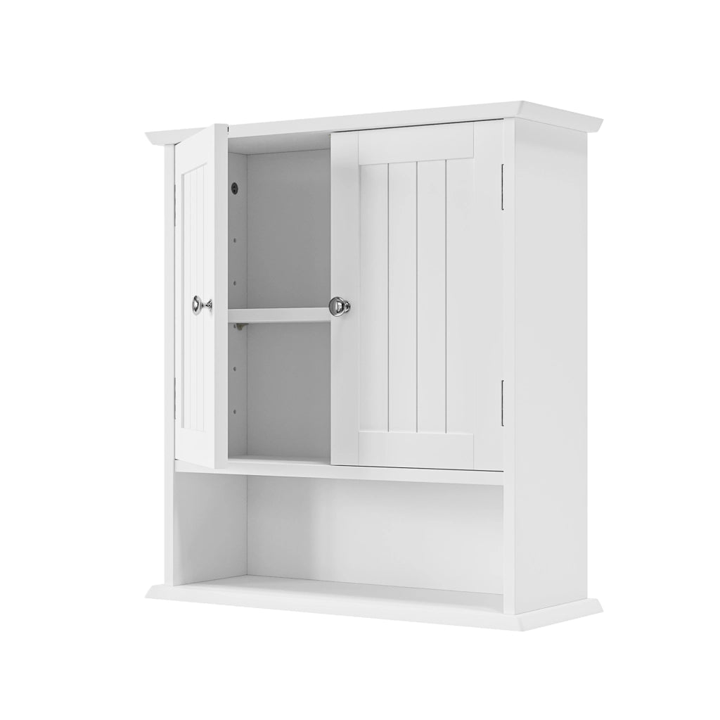 Mobile bagno pensile ULEVR in MDF bianco con ripiani regolabili e vano aperto