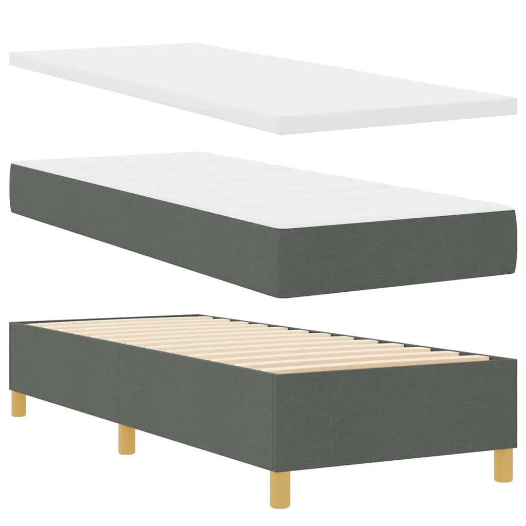 Letto a molle con materasso Grigio scuro 80 x 200 cm Tessuto 3339652