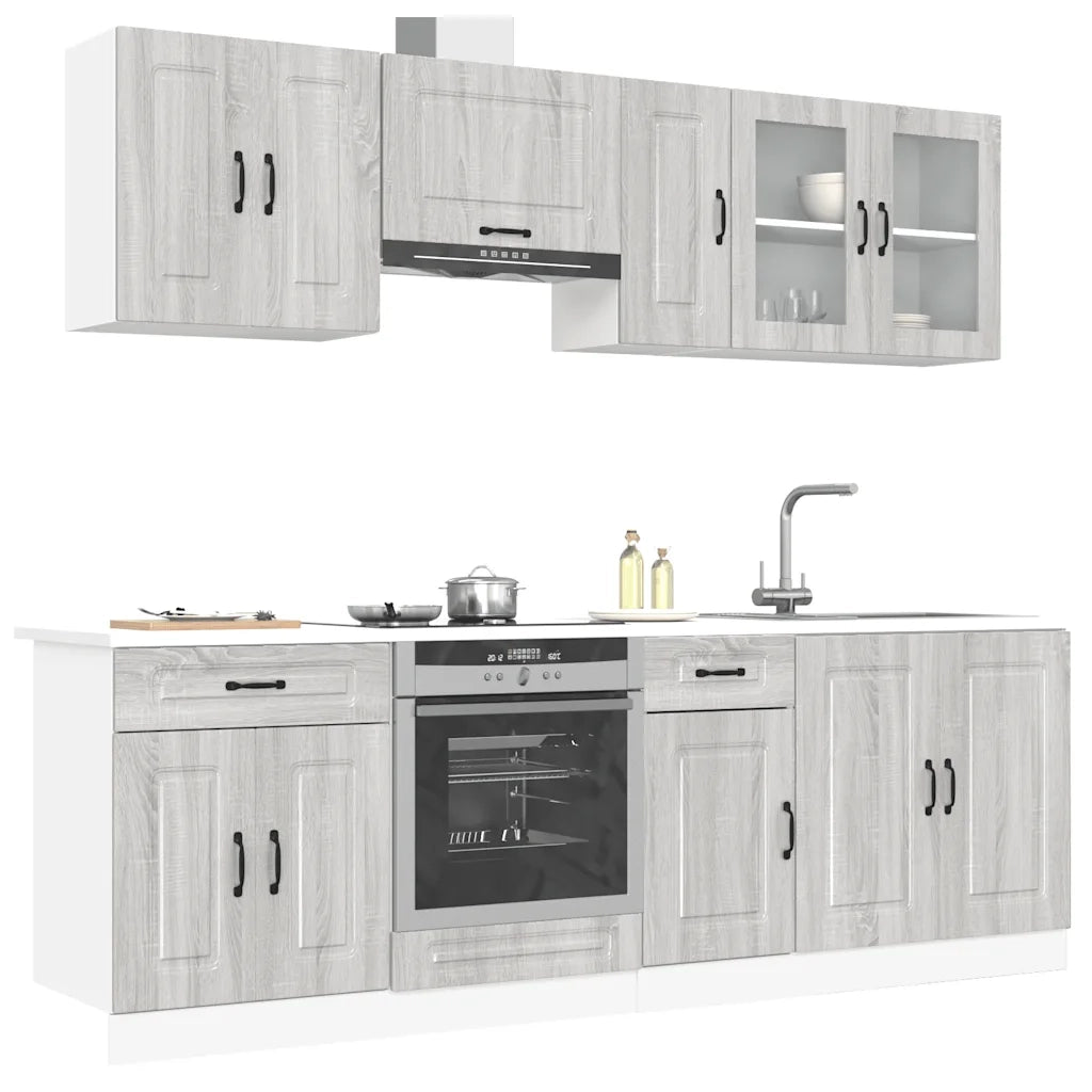 Set Mobili da Cucina 8 pz Kalmar Grigio Sonoma in Truciolato 3314827